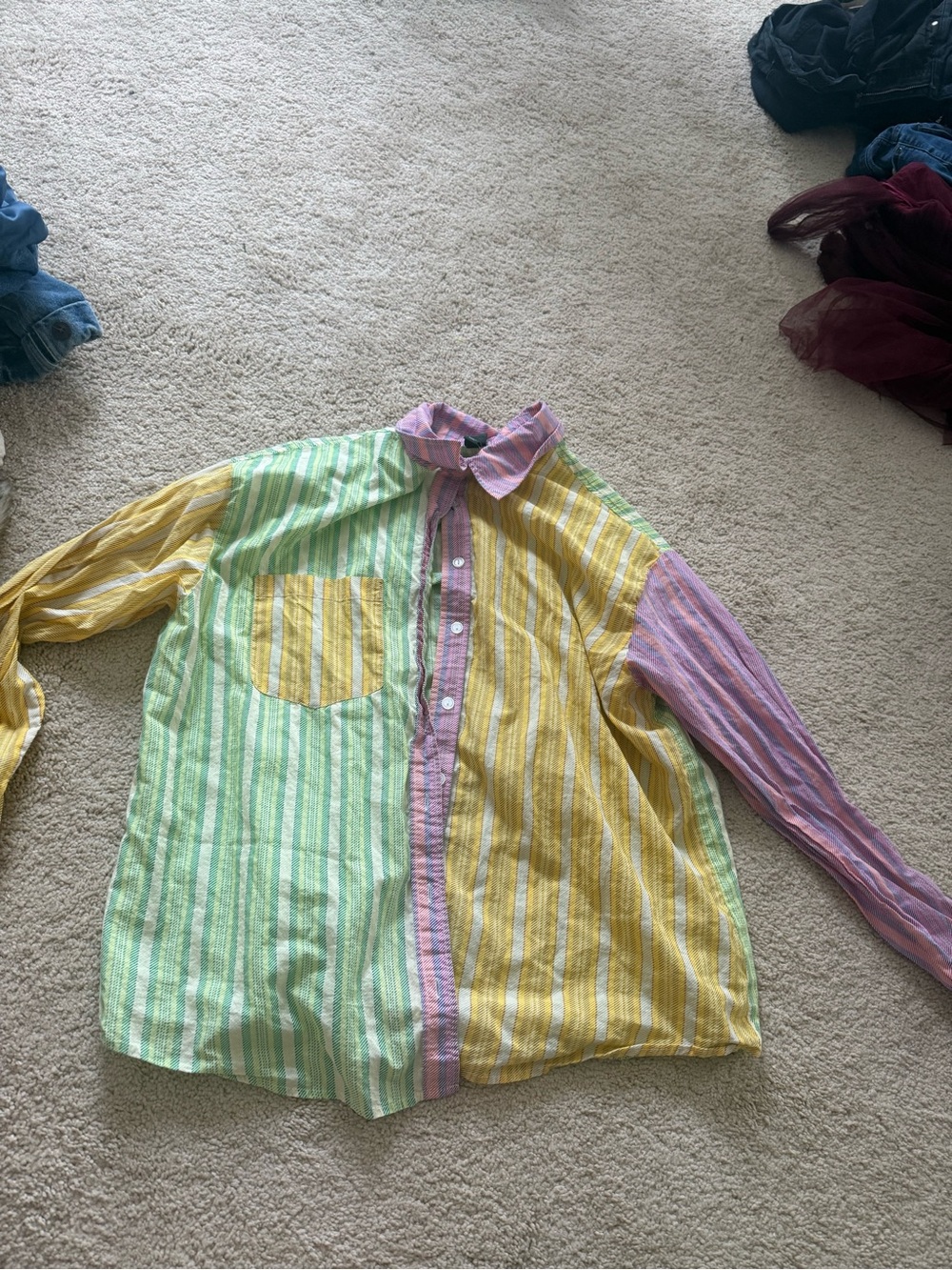 Wild Fable Target Color Block Striped Button Down Shirt Size Large